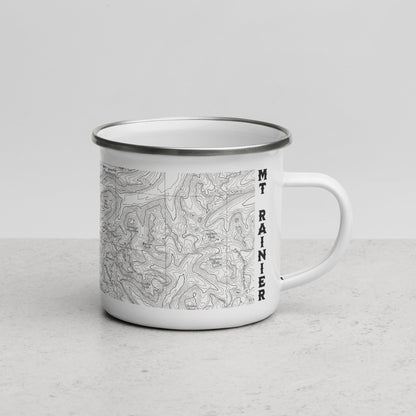 Mount Rainier Topographic Durable Enamel Camp Mug USGS National Park Map