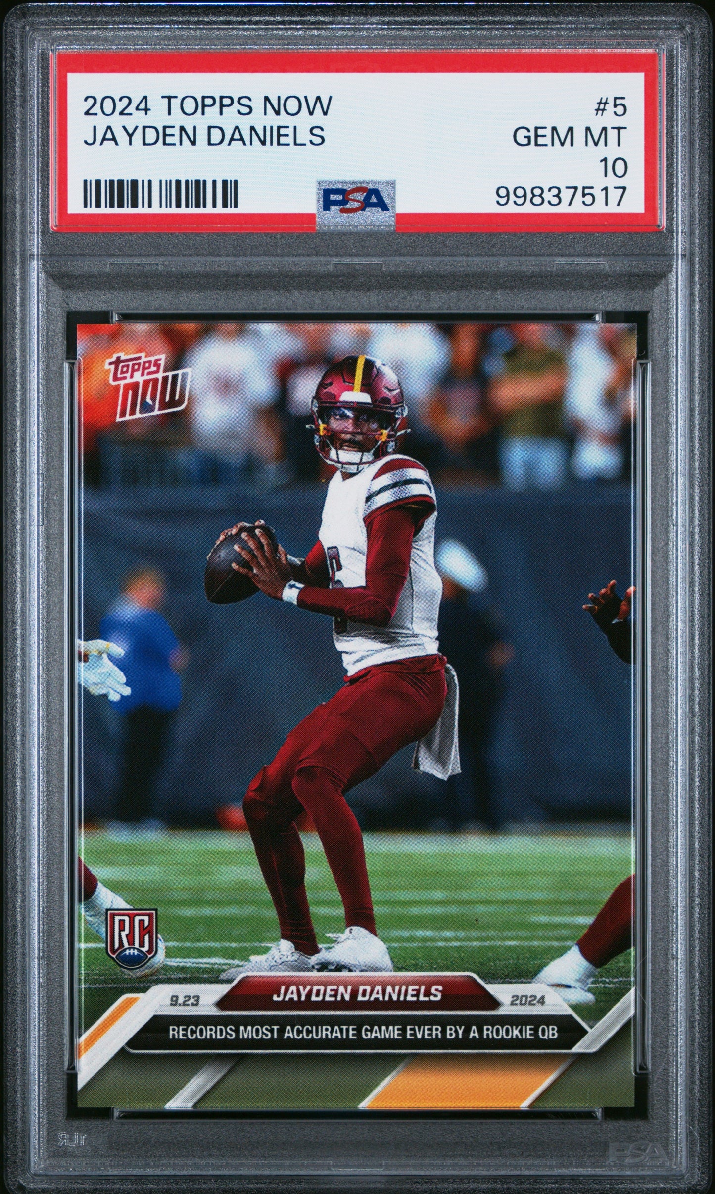 Graded 2024 Topps Now Jayden Daniels #5 Rookie RC Football Card PSA 10 Gem Mint