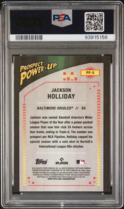 Graded 2024 Topps Bowman Jackson Holliday #PP5 Prospect Power Up Rookie RC Baseball Card PSA 10 Gem Mint