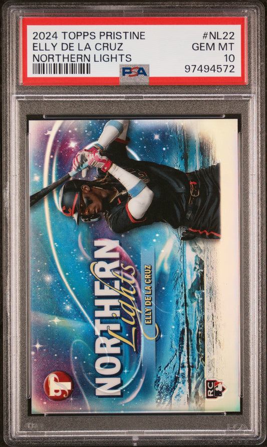 Graded 2024 Topps Pristine Elly De La Cruz #NL22 Northern Lights Rookie RC Baseball Card PSA 10 Gem Mint
