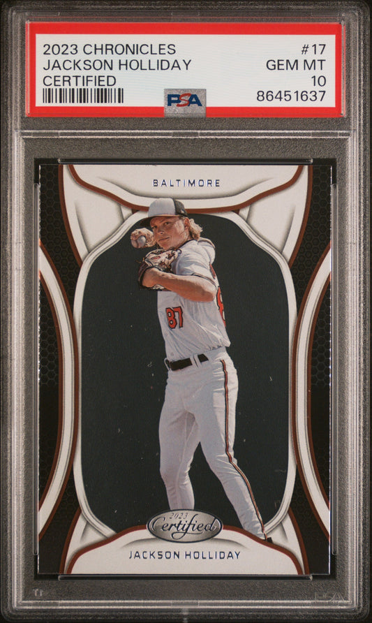 Graded 2023 Panini Chronicles Jackson Holliday #17 Certified Rookie RC Baseball Card PSA 10 Gem Mint