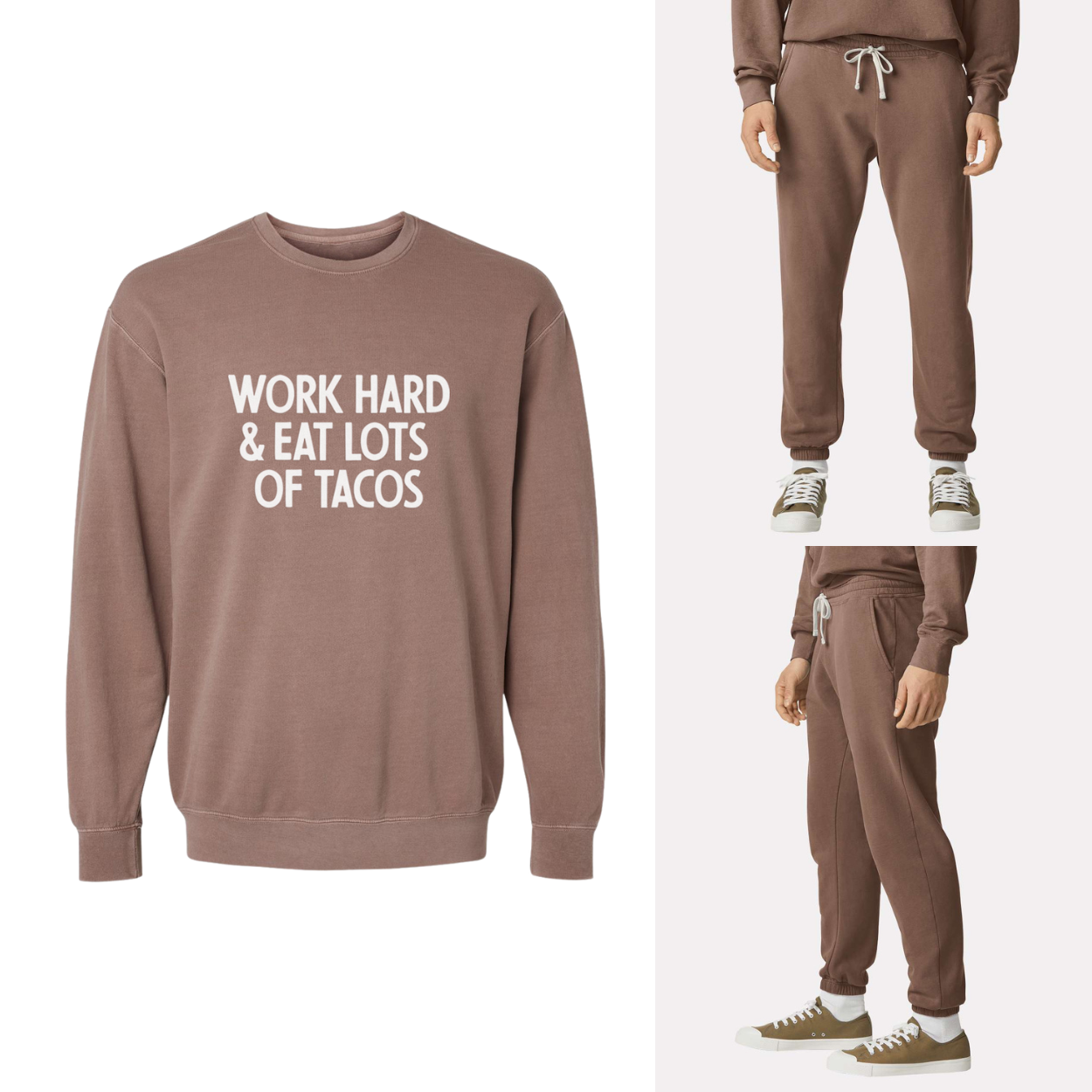 Work Hard & Eat Lots Of Tacos Washed Sweatshirt