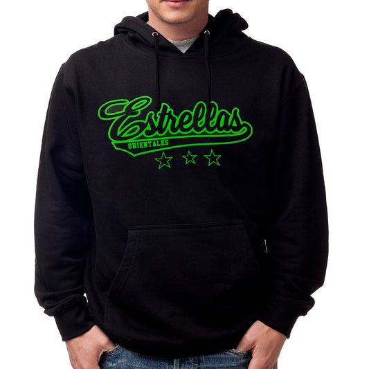 Estrellas Orientales black letters-green border Hoodies