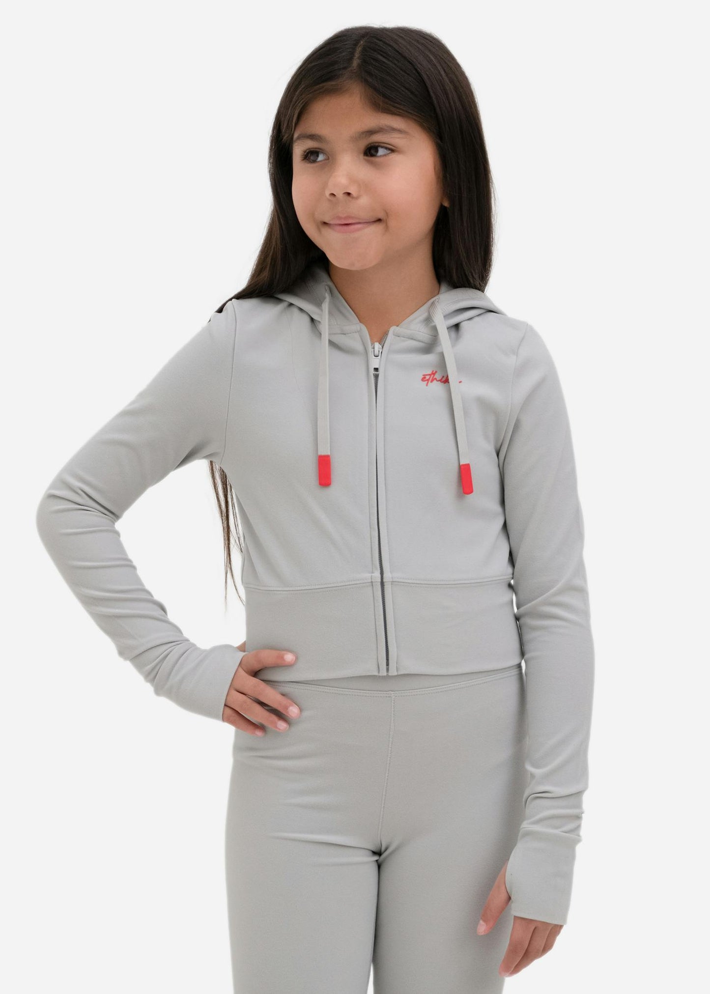 Grey | Girls Fitted Zip Hoodie