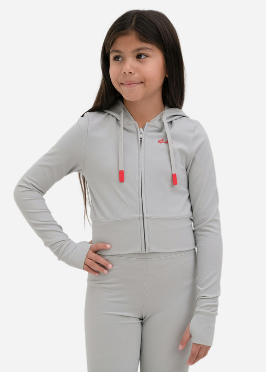 Grey | Girls Fitted Zip Hoodie
