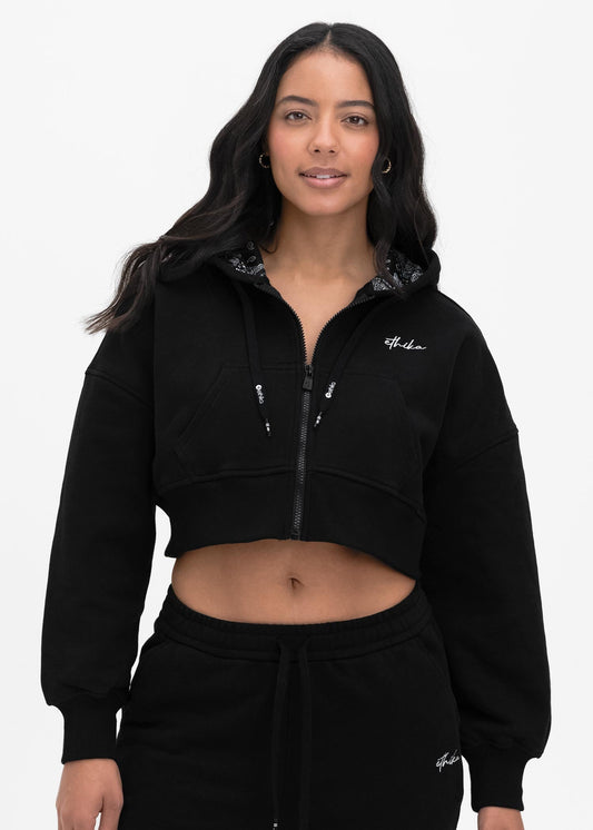 Black | Womens Crop Zip Hoodie
