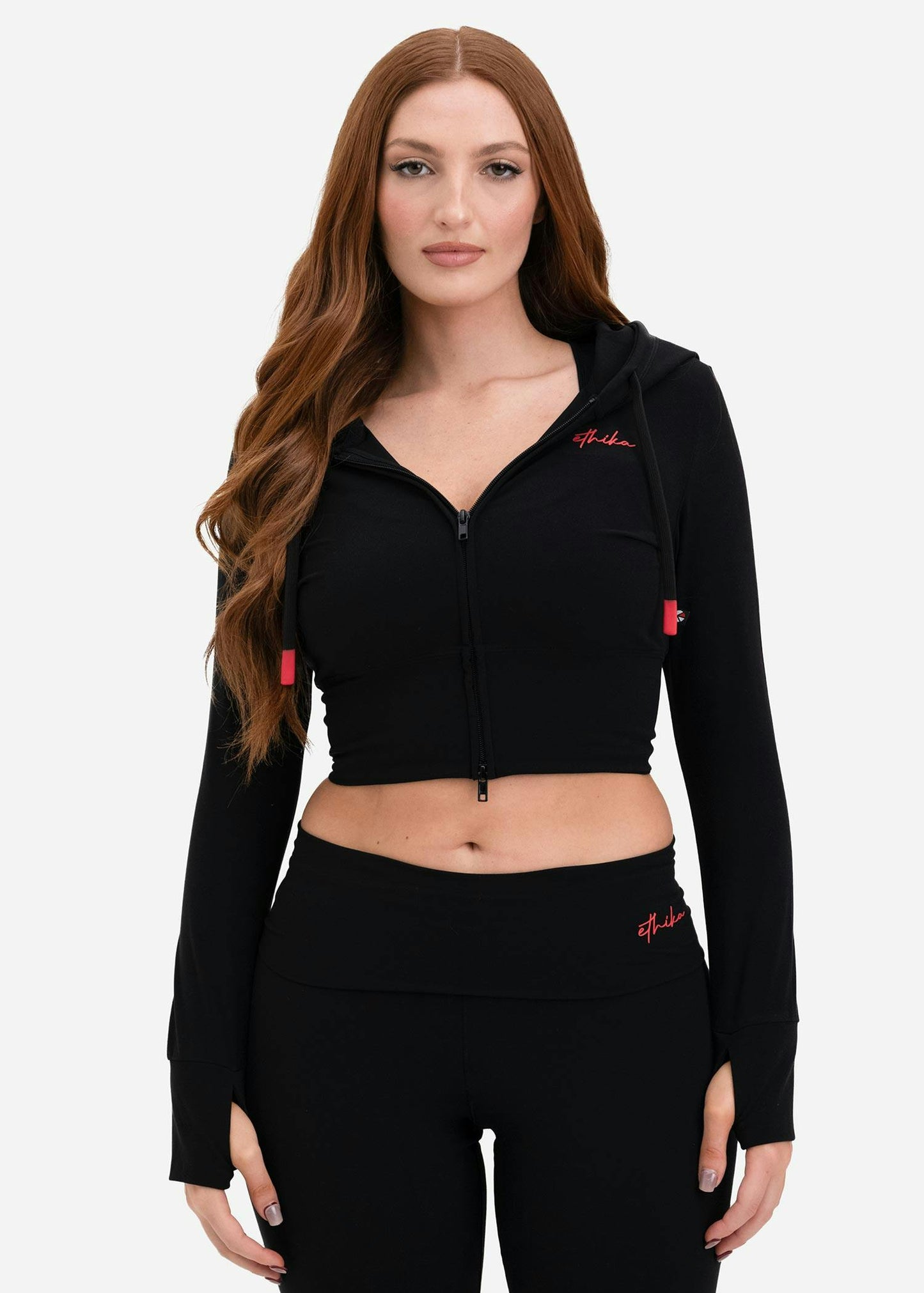 Black | Womens Fitted Zip Hoodie