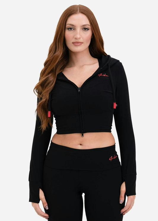 Black | Womens Fitted Zip Hoodie