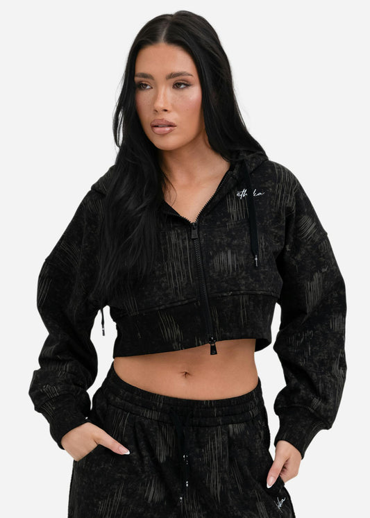 Roamer Black | Womens Crop Zip Hoodie