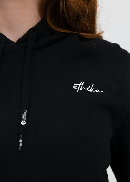 Black - Hood Lined - Black | Womens Crop Hoodie