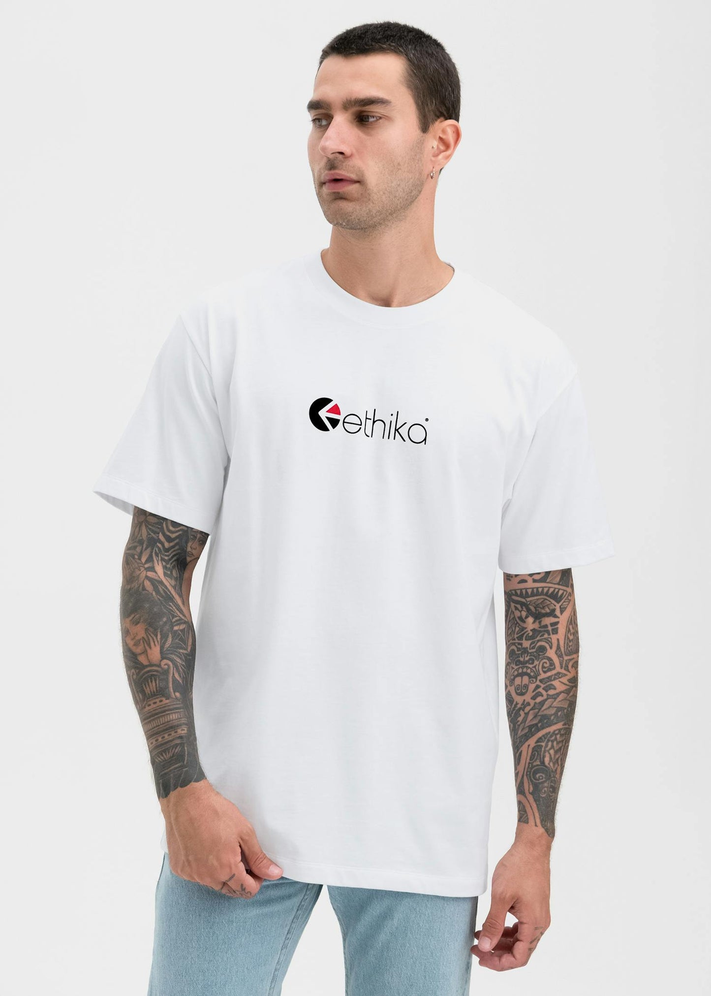 Ethika Logo - White | Mens Graphic Tee