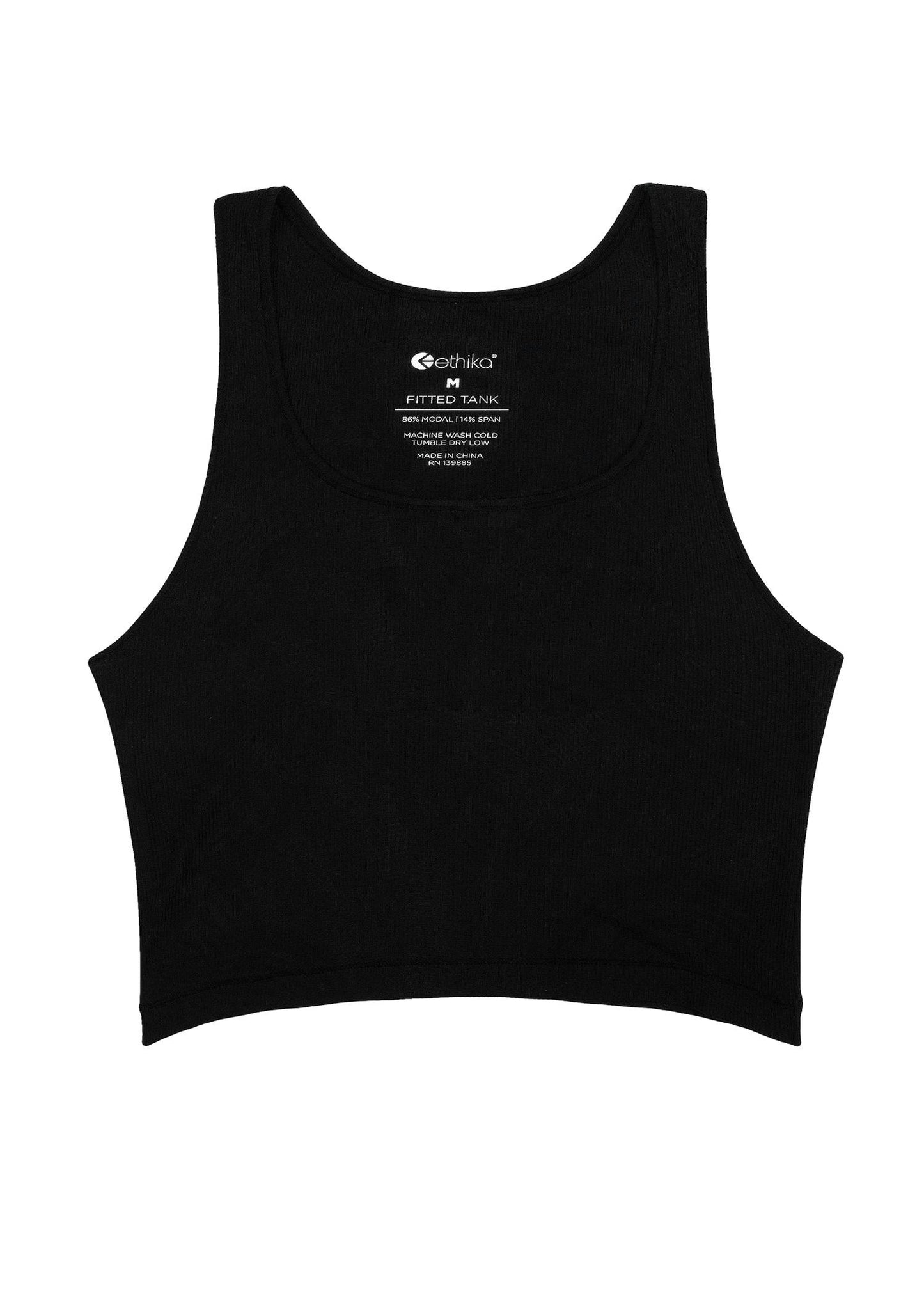 Black - Solid Black | Womens Ribbed Crop Tank