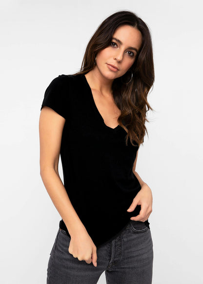 Black | Womens V-neck Tee