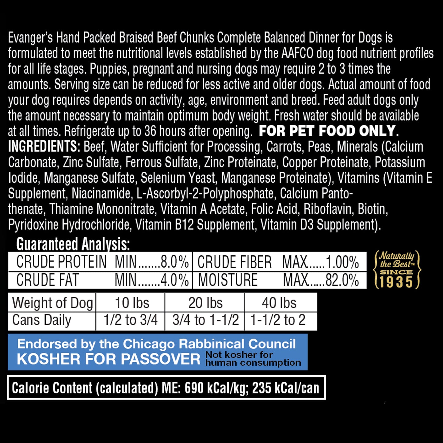 Evanger's All Life Stages Braised Beef with Gravy Wet Dog Food (12oz)
