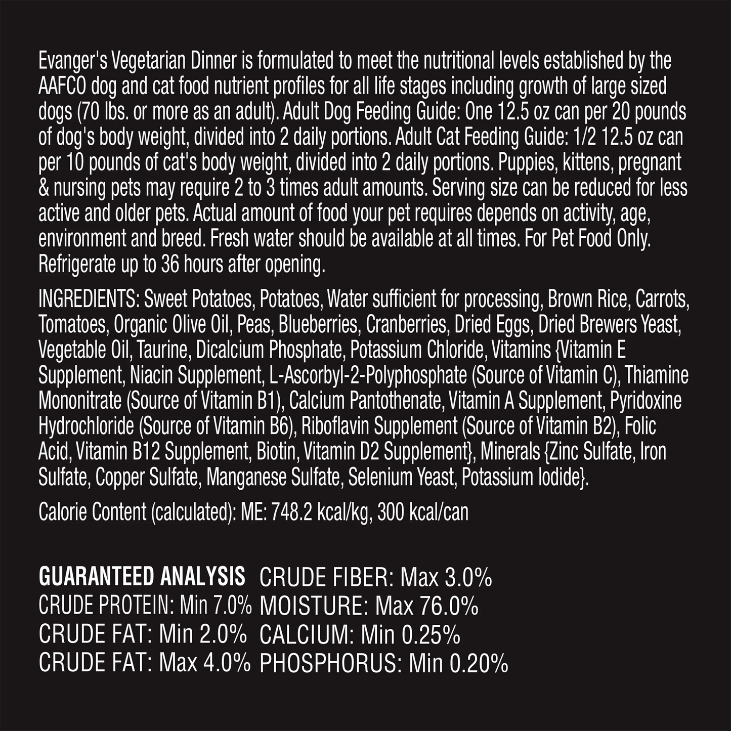Evanger's Complements Grain Free All Life Stages Vegetarian Dinner Wet Dog & Cat Can (12.5oz)