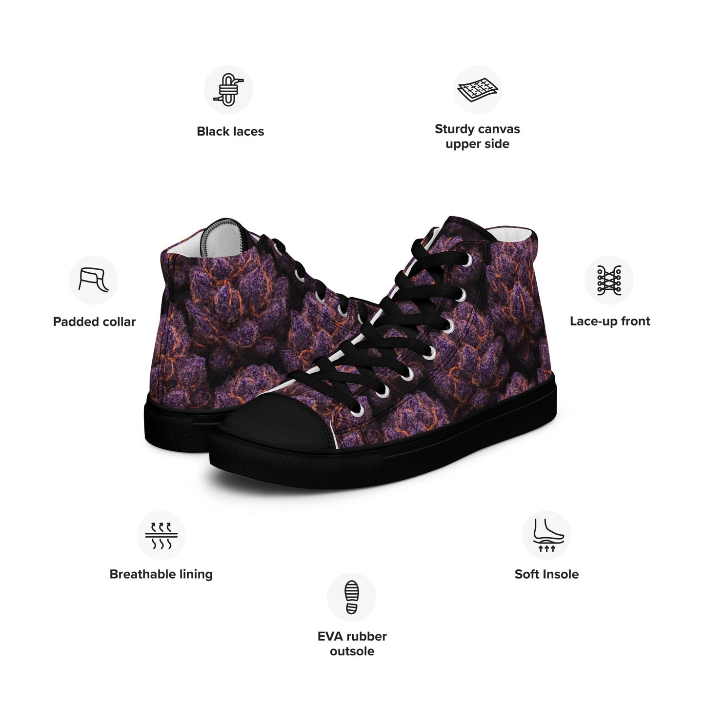 Everythings Purple Weed Men’s high top canvas shoes