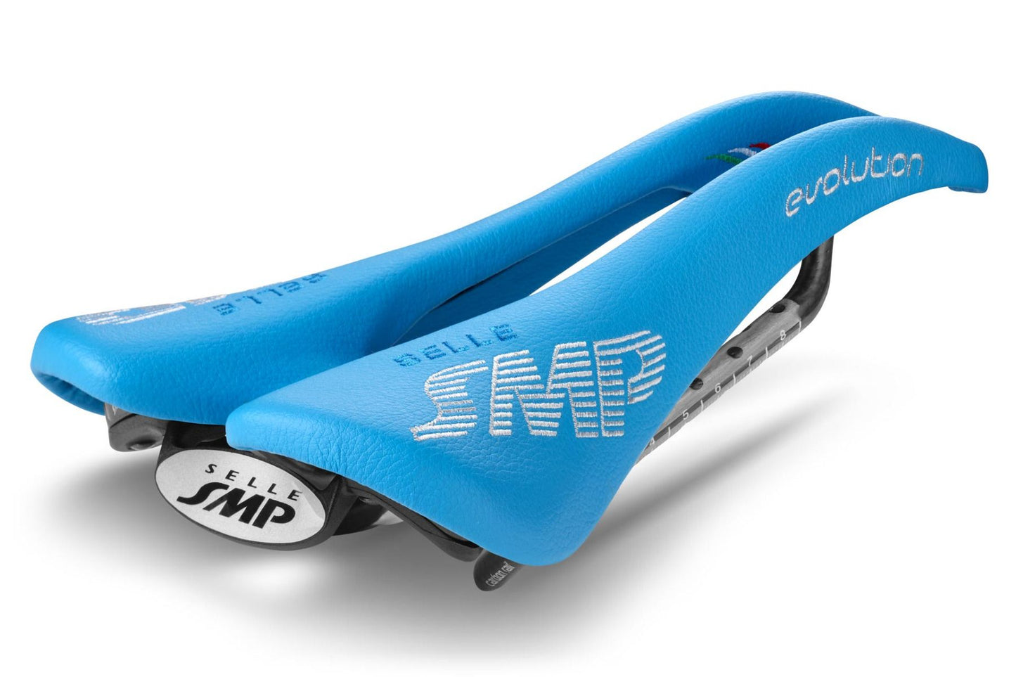 Selle SMP Evolution Saddle with Carbon Rails (Light Blue)