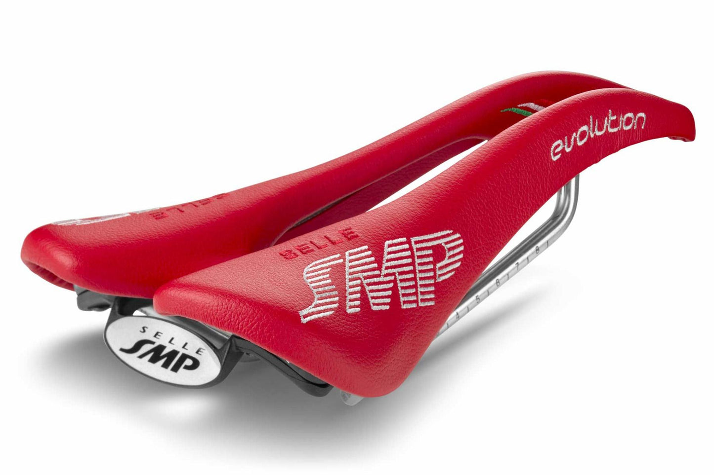 Selle SMP Evolution Saddle with Steel Rails (Red)