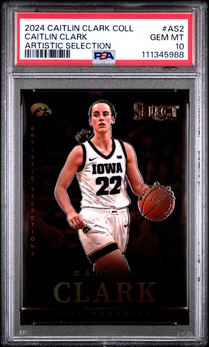 Graded 2024 Panini Caitlin Clark Collection Caitlin Clark #AS2 Artistic Selection Rookie RC Basketball Card PSA 10 Gem Mint