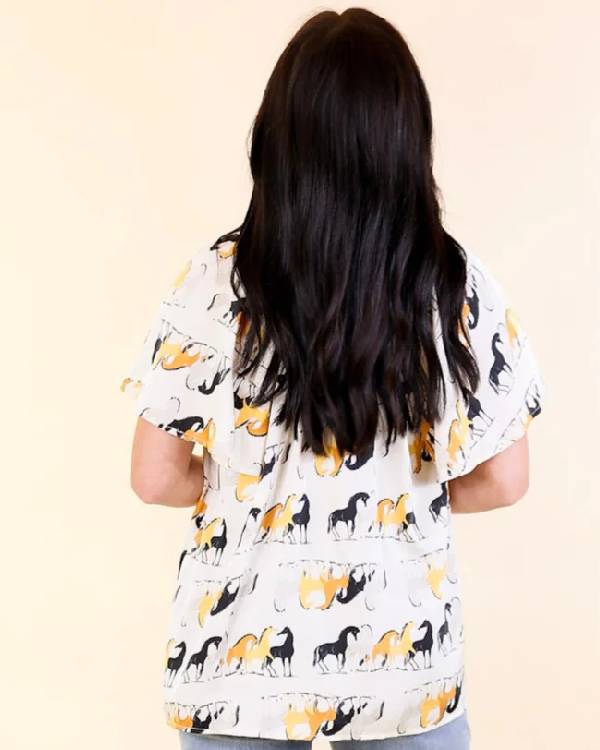 Good Morning America Becky Worley Horse Print Blouse