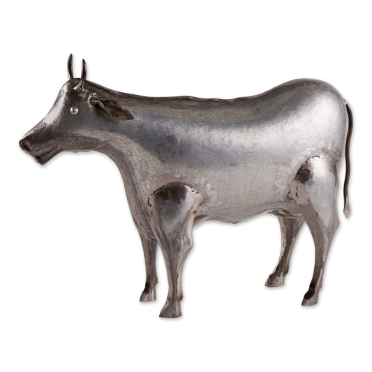GALVANIZED COW SCULPTURE