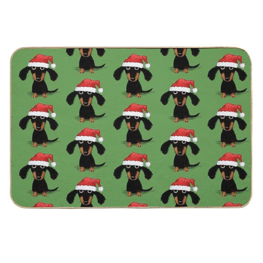 Santa Dachshund  Funny Wiener Dog Christmas Durable Bath Mat