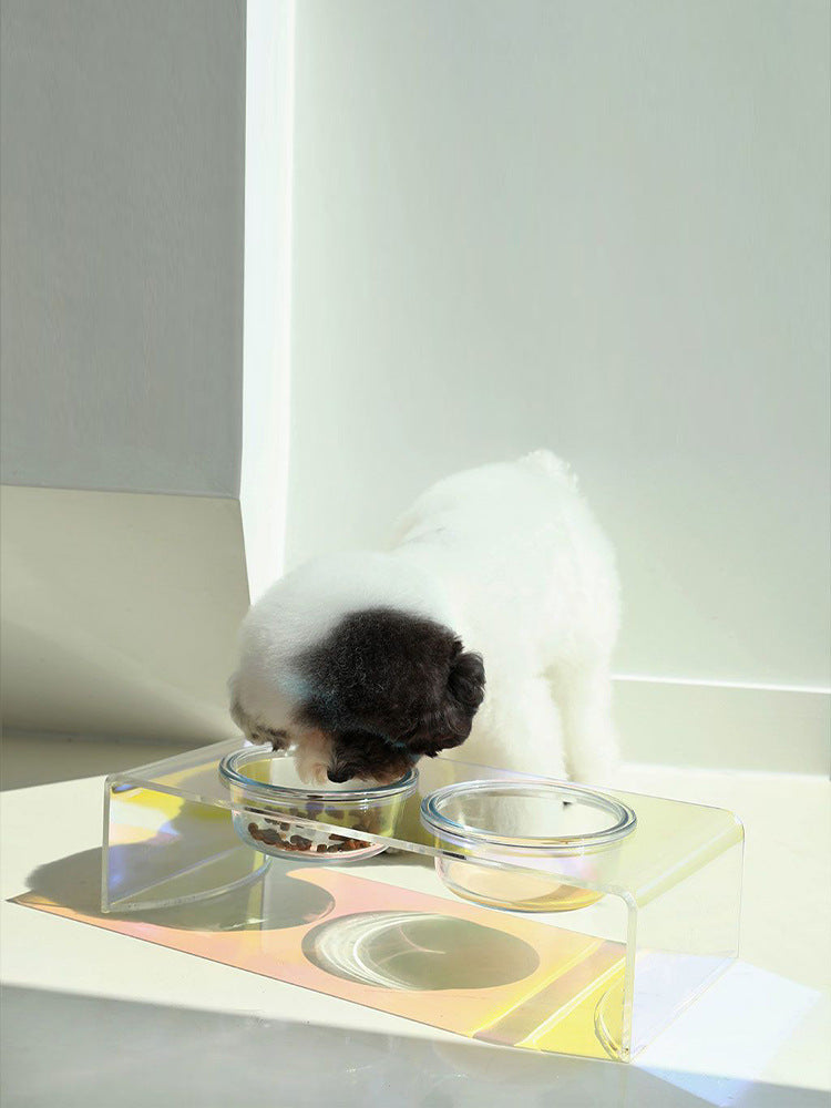 Acrylic Glass Pet Dazzling Food Bowl