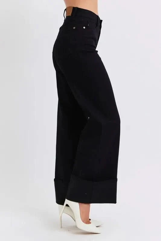 Judy Blue Full Size High Waist Reto Wide Leg W/ Cuff