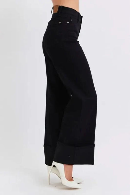 Judy Blue Full Size High Waist Reto Wide Leg W/ Cuff