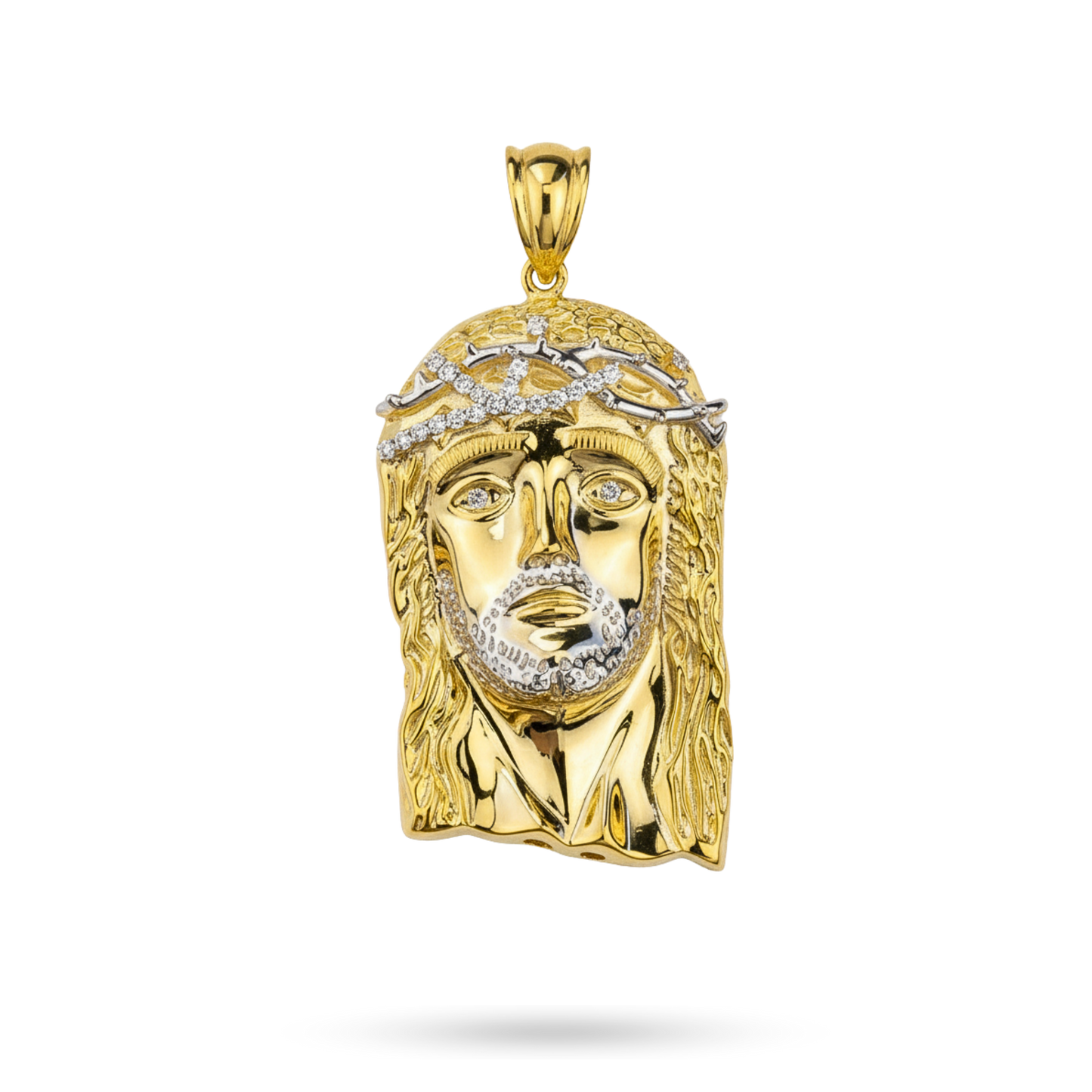 Gold Jesus Piece Pendant 925 Sterling Silver in 14K Gold