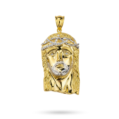Gold Jesus Piece Pendant 925 Sterling Silver in 14K Gold