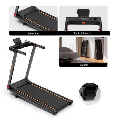 DeerRun A1 Pro Move+ Smart Foldable Treadmill with 6% Incline & NFC | 350Lbs, 10mph, Black