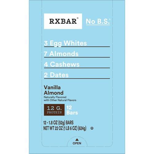 Rxbar Protein Bars, Protein Snack, Snack Bars, Vanilla Almond, 22Oz Box (12 Bars)