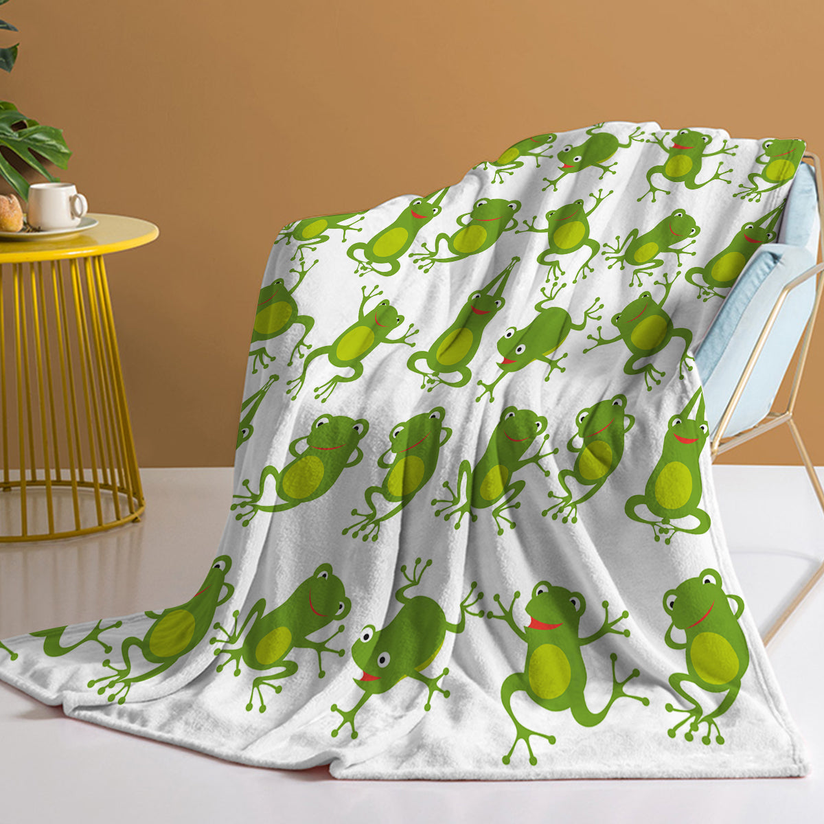 Yoga Frogs Velvet Flannel Throw Blanket (50" × 60")