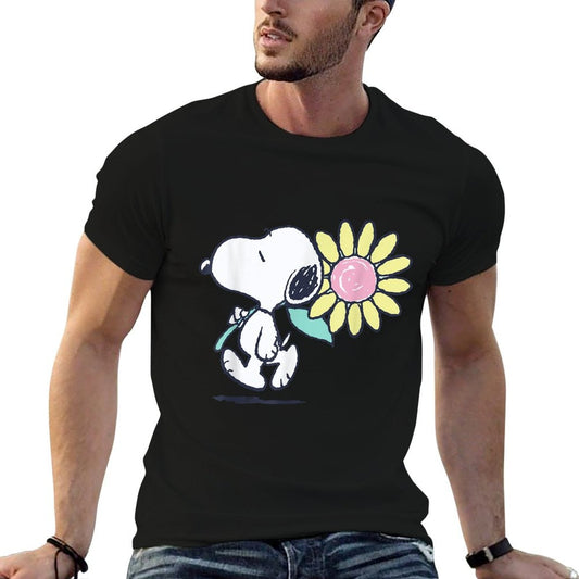 Peanuts Snoopy Pink Daisy Flower T-Shirt