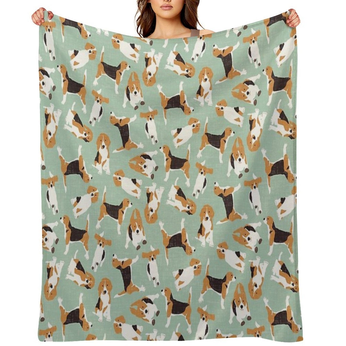 Beagle Scatter Mint Throw Blanket