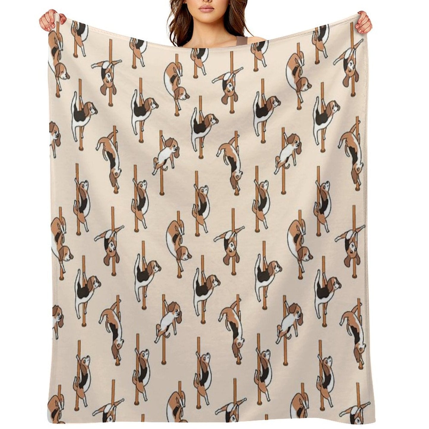 Beagle Pole Dancing Club Throw Blanket