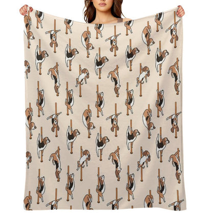 Beagle Pole Dancing Club Throw Blanket