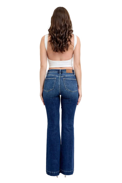 Full-Size High-Rise Flare Jeans with Pockets Plus Size