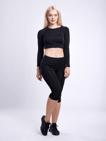 JupiterGear Mid-Rise Capri Fitness Leggings with Side Pockets