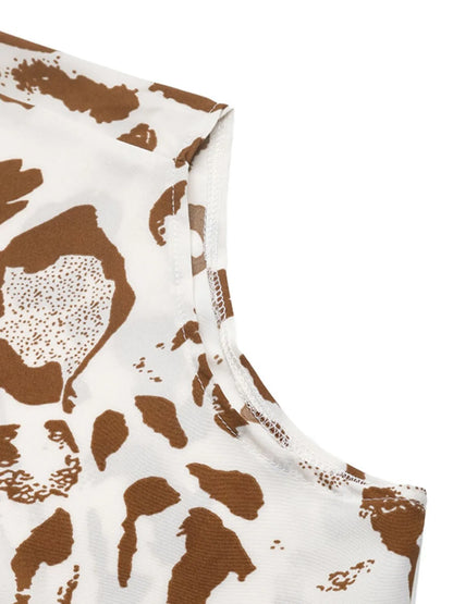 Leopard V-Neck Half Sleeve Blouse