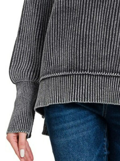 Washed Side Slit Oversized Sweater