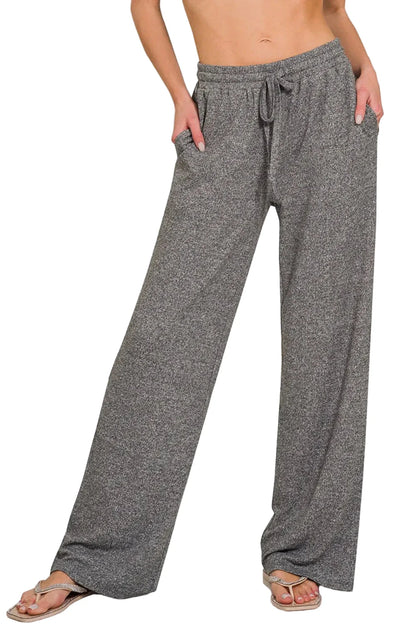 Drawstring Wide Leg Pants with Side Pockets