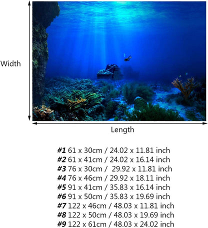 Aquarium Poster, Effect Underwater Background Sticker Thicken PVC Adhesive Static Cling Backdrop Fish Decorative Paper(61×30Cm)