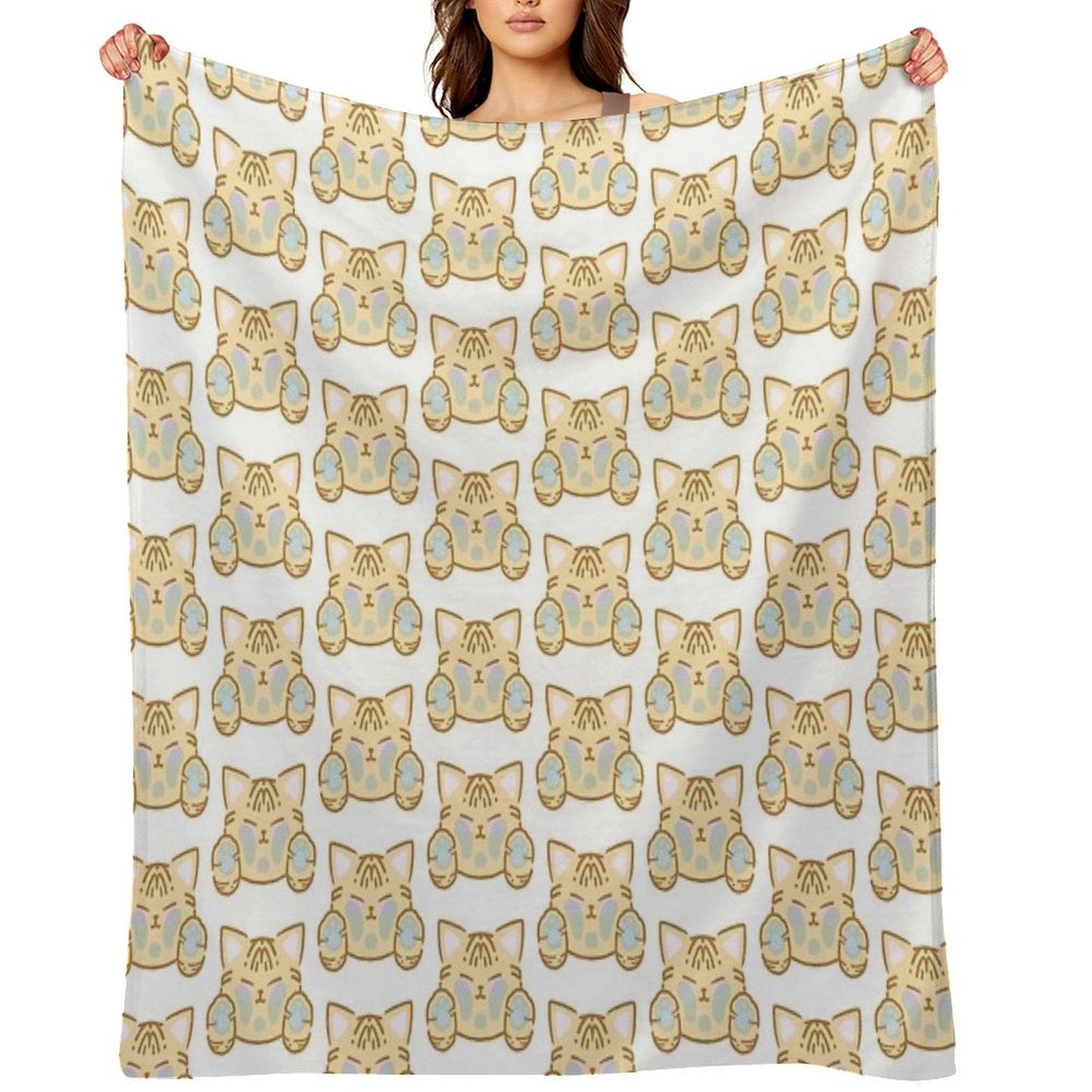 Cute Kitties Cat Sticker Throw Blanket
