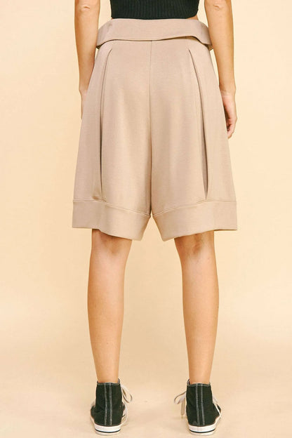 Davi & Dani Fold Over Waist Band Strap Detail Short