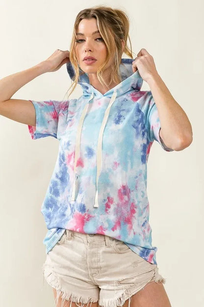 BiBi Tie Dye Terry Hoodie with Drawstring