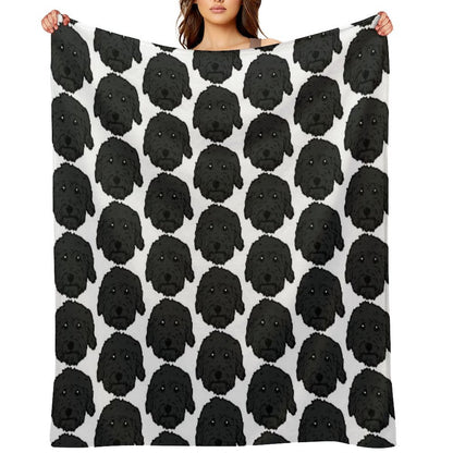 Charcoal Poodle - Dark Gray Goldendoodle! Black Labradoodle! Adorable Doodle Teddy Bear Dog - in Chocolate Brown, Dark Brown Dog Throw Blanket