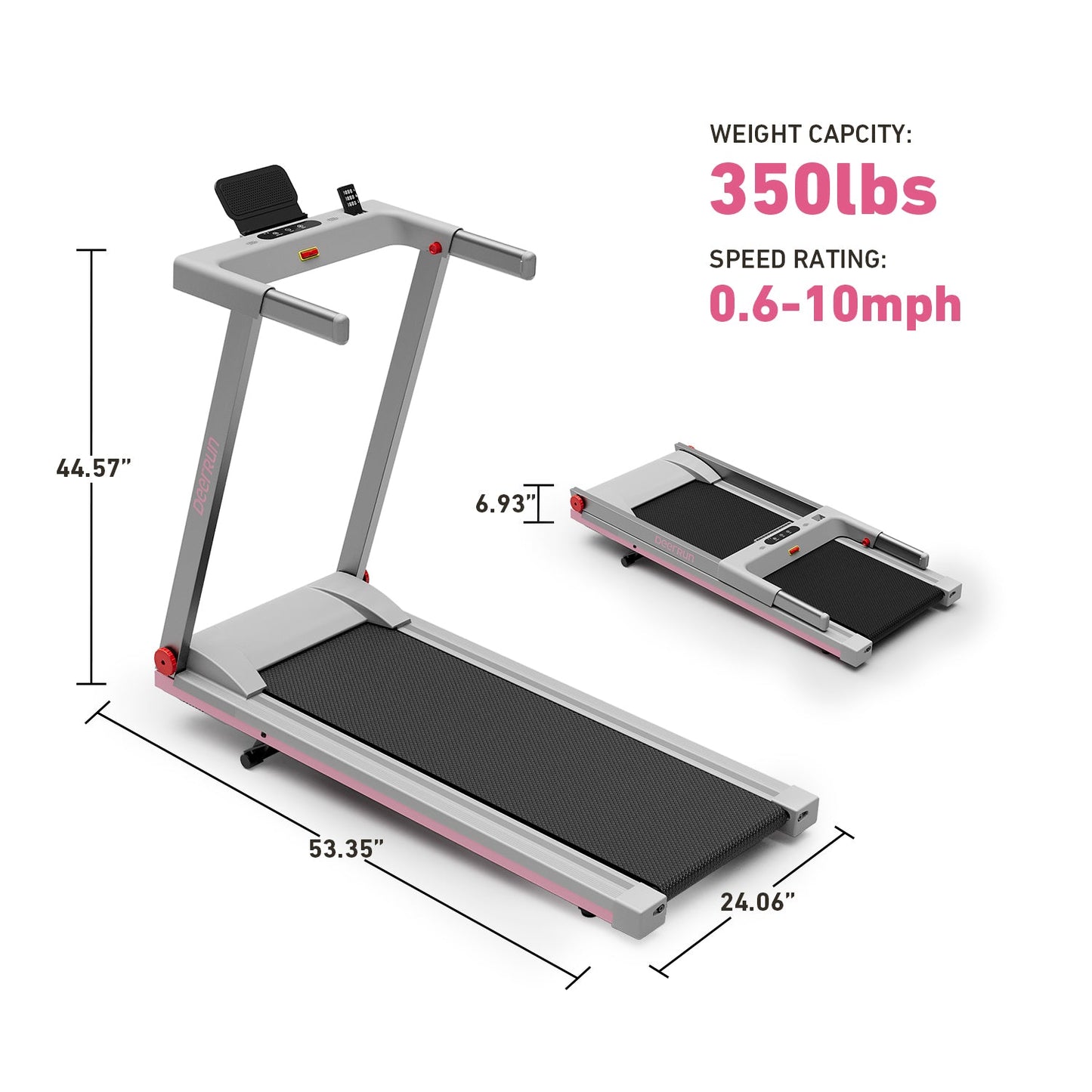 DeerRun A1 Series 6% Incline Foldable Treadmill——Upgraded Chip & NFC Support | 300Lbs-350Lbs, 7.5mph-10mph