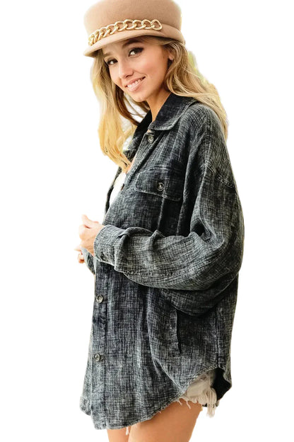 Vintage Washed Wrinkle Gauze Shacket